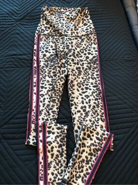 Emily Hsu Designs Leopard Print Leggings with Pink Stripes